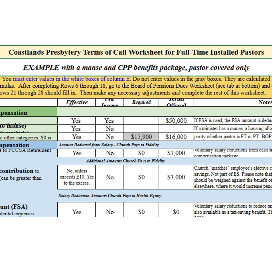 SAMPLE Terms of Call Worksheet 2025 for Installed 